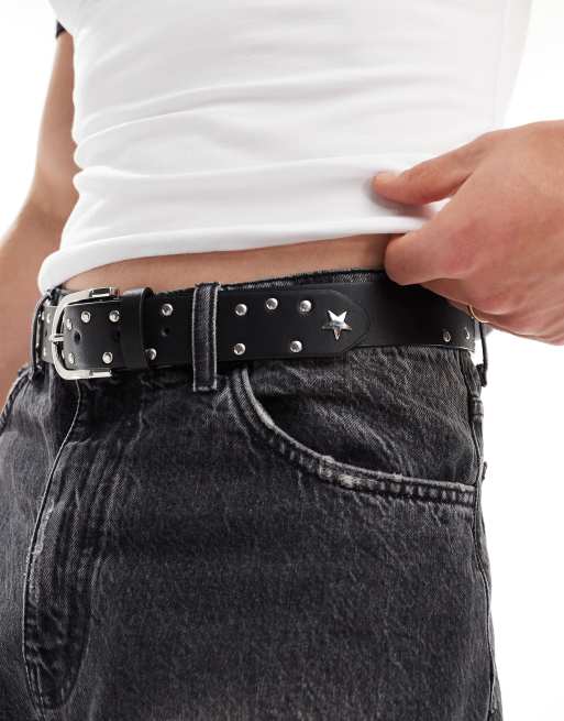 ASOS DESIGN - Ceinture cloutée ornée d'étoiles en similicuir - Noir