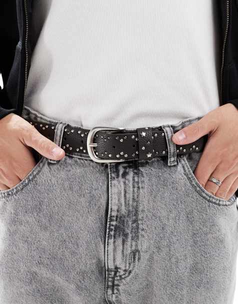 ASOS DESIGN - Ceinture cloutée ornée d'étoiles imitation cuir - Noir - view 1