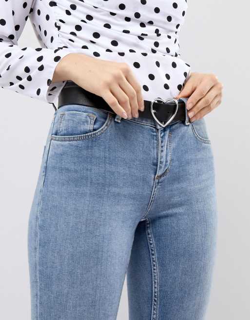 ASOS DESIGN - Ceinture de jean taille et hanches avec boucle cœur - Argenté