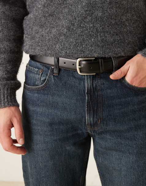 ASOS DESIGN - Ceinture élégante en cuir avec boucle argentée - Noir - view 1