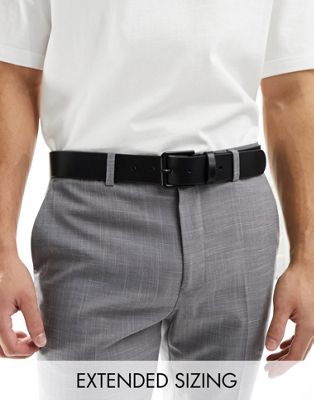 ASOS DESIGN smart leather belt in black with matte black buckle - ASOS Price Checker