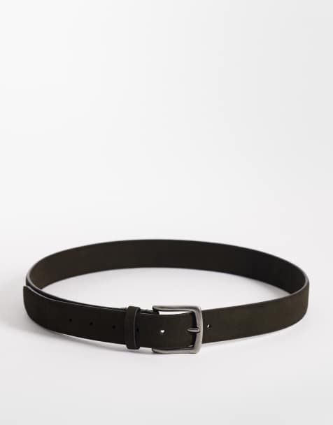 ASOS DESIGN - Ceinture élégante en daim à boucle argentée - Kaki - view 1