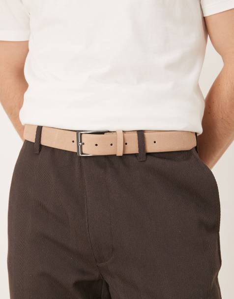 ASOS DESIGN - Ceinture élégante en daim avec boucle argentée - Taupe - view 1