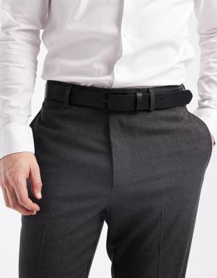 ASOS DESIGN - Ceinture élégante en imitation cuir avec boucle noir mat - Noir