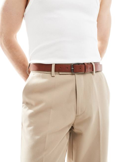 ASOS DESIGN - Ceinture élégante en similicuir avec boucle à ardillon - Fauve