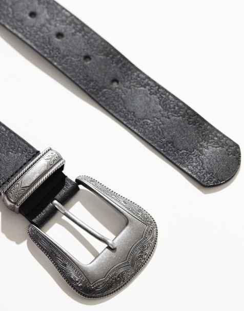 ASOS DESIGN - Ceinture embossée style western en similicuir - Noir - view 1