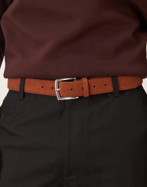 ASOS DESIGN - Ceinture en daim - Marron foncé - view 1