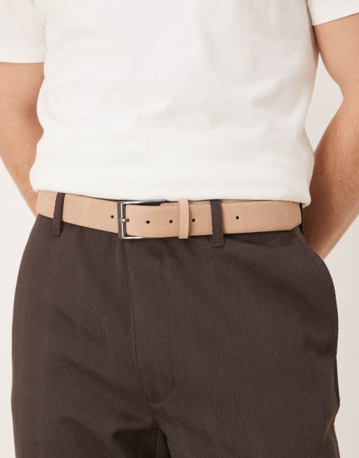 ASOS DESIGN - Ceinture en daim - Taupe