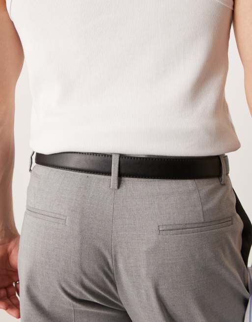 ASOS DESIGN - Ceinture en imitation cuir avec boucle gris acier - Noir, 4 de 4