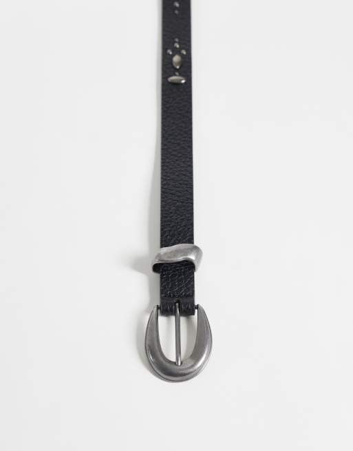 ASOS DESIGN ceinture en imitation cuir noir à motif losanges en relief et clous, 3 de 3