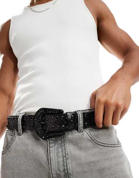 ASOS DESIGN - Ceinture en imitation cuir - Noir pailleté - view 1
