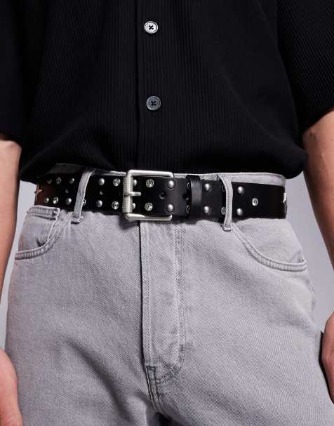 ASOS DESIGN - Ceinture en similicuir à boucle avec clous et cristaux - Noir - view 1