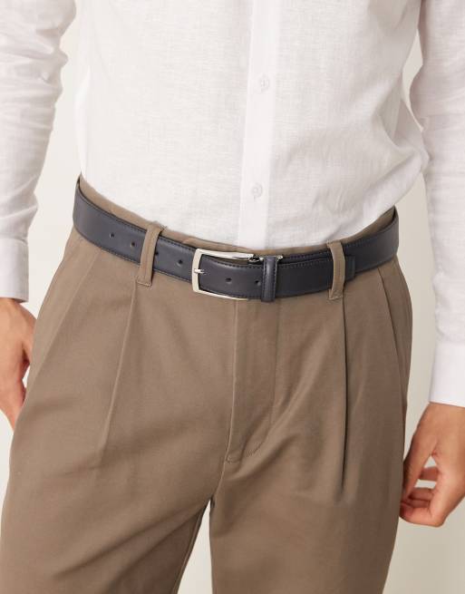 ASOS DESIGN - Ceinture en similicuir - Bleu marine
