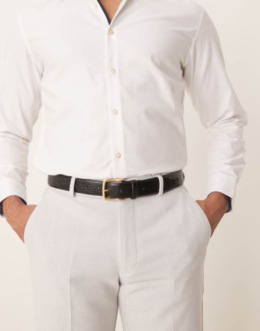 ASOS DESIGN - Ceinture en similicuir effet alligator - Noir