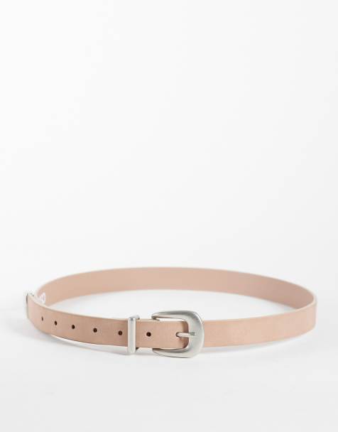 ASOS DESIGN - Ceinture fine avec boucle arrondie argentée et extrémité en métal - Neutre - view 1