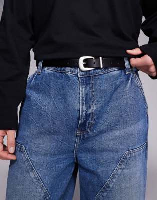 ASOS DESIGN - Ceinture fine avec boucle arrondie et extrémité en métal - Noir