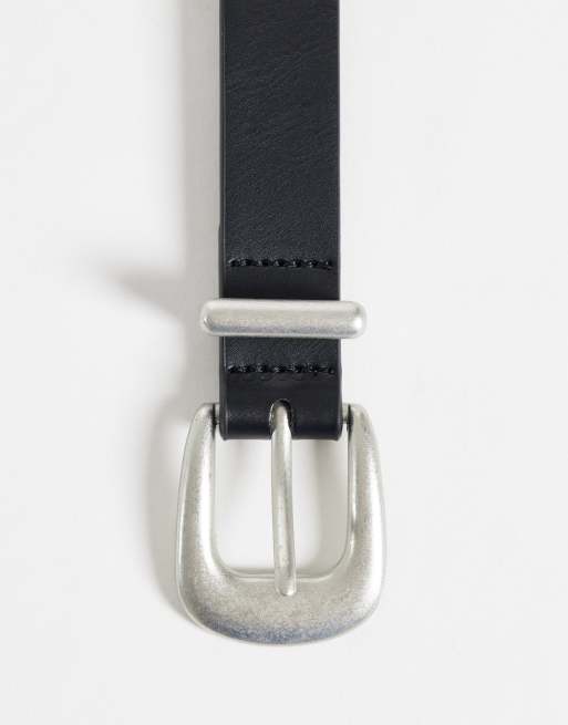 ASOS DESIGN - Ceinture fine avec boucle arrondie et extrémité en métal - Noir, 2 de 3