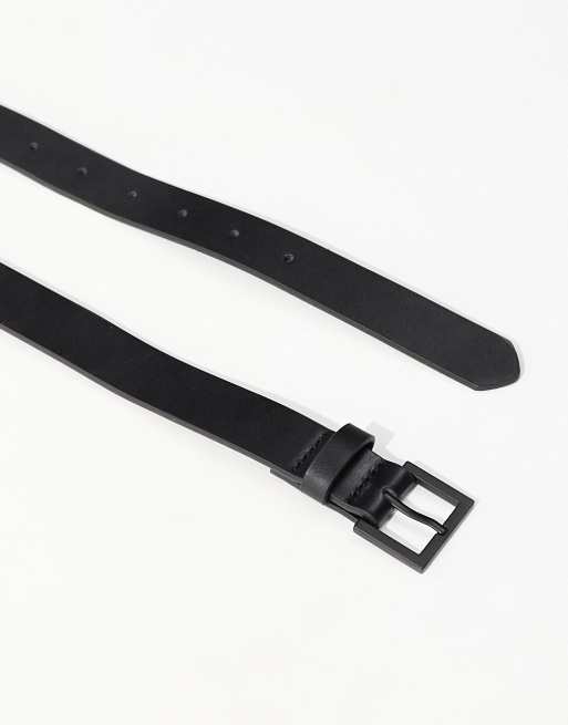 ASOS DESIGN - Ceinture fine élégante en imitation cuir avec boucle noir mat - Noir, 2 de 3