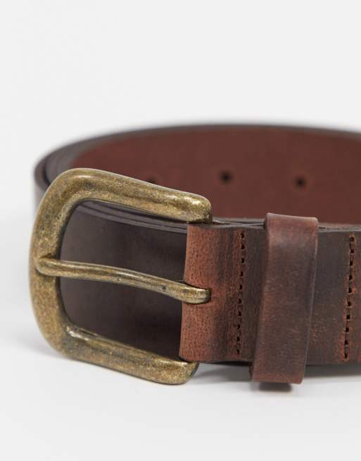 ASOS DESIGN Ceinture habill e en cuir avec fini vintage Marron