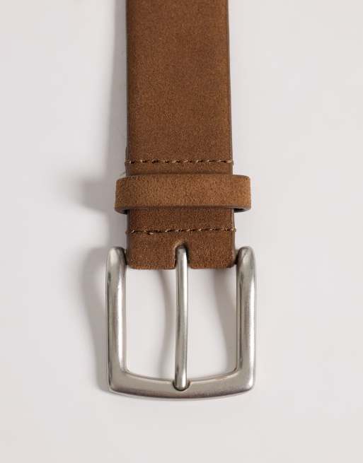 ASOS DESIGN - Ceinture habillée en daim avec boucle argentée - Fauve, 3 de 3