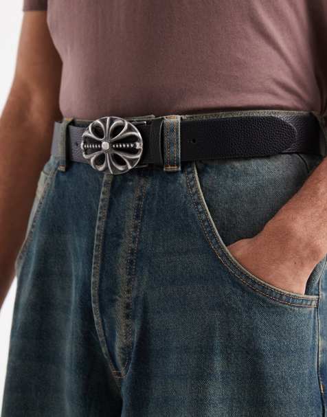 ASOS DESIGN - Ceinture imitation cuir avec boucle à motif croix - Noir - view 1