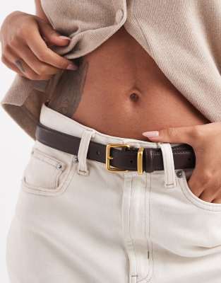 ASOS DESIGN - Ceinture pour taille et hanches avec boucle carrée - Chocolat-Brown