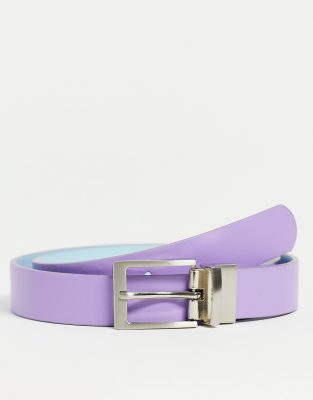 ASOS DESIGN Smart reversible faux leather belt in lilac and blue - ASOS Price Checker