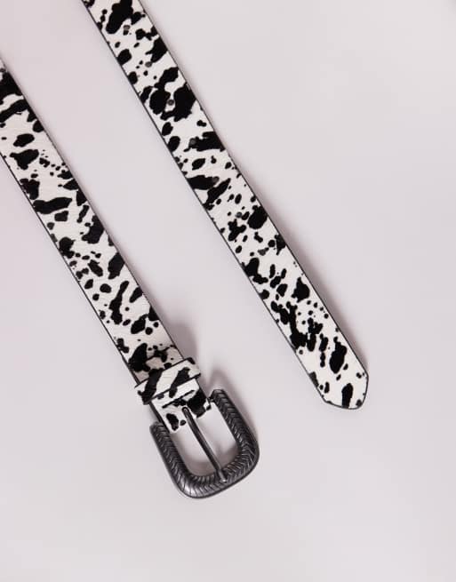 ASOS DESIGN - Ceinture style western en cuir effet poulain avec motif vache, 3 de 3