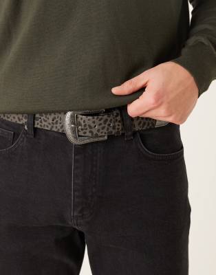 ASOS DESIGN - Ceinture style western en cuir - Imprimé léopard-Multicolore