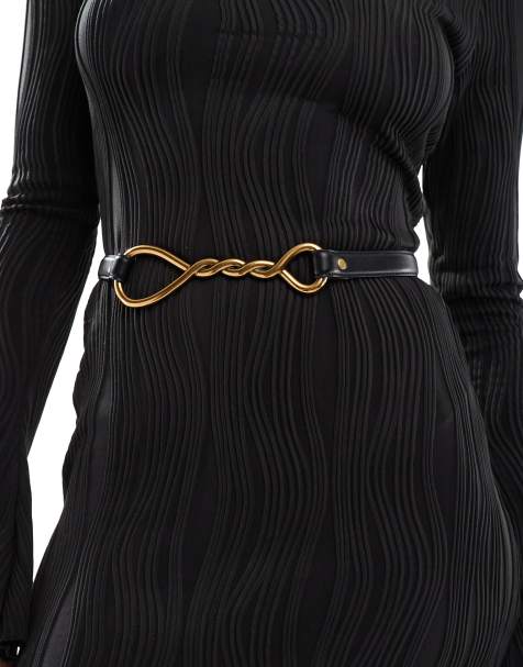 ASOS DESIGN - Ceinture taille avec boucle torsadée - Noir - view 1