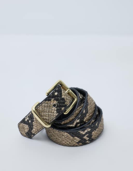 ASOS DESIGN - Ceinture taille et hanche à boucle carrée - Serpent naturel, 4 de 4