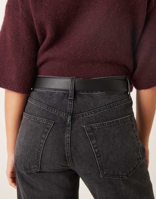 ASOS DESIGN - Ceinture taille et hanche classique pour jean avec boucle dorée effet vieilli - Noir, 3 de 3
