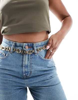 ASOS DESIGN - Ceinture taille et hanches pour jean avec plaque - Noir