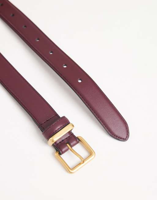 ASOS DESIGN - Ceinture taille et hanches avec boucle carrée - Bordeaux, 2 de 3