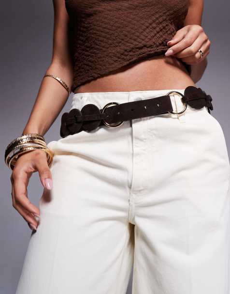 ASOS DESIGN - Ceinture taille et hanches en daim composée de cercles - Chocolat - view 1