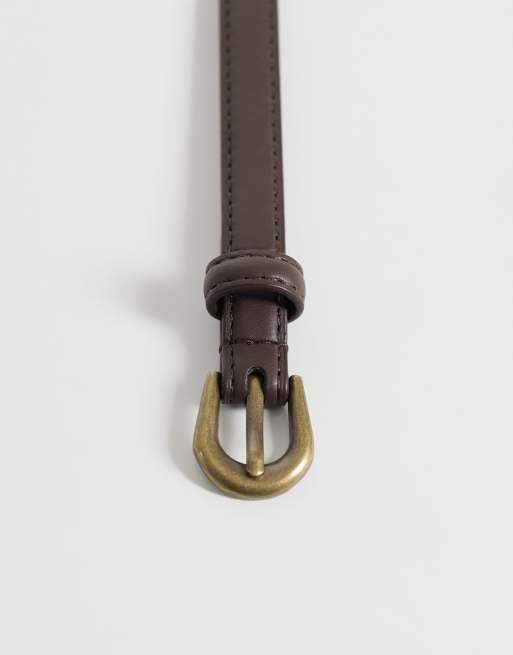 ASOS DESIGN - Ceinture taille et hanches pour jean avec boucle dorée - Chocolat, 2 de 3