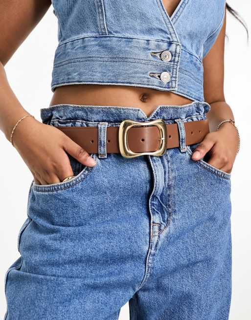 ASOS DESIGN - Ceinture taille et hanches pour jean avec boucle ondoyante - Fauve
