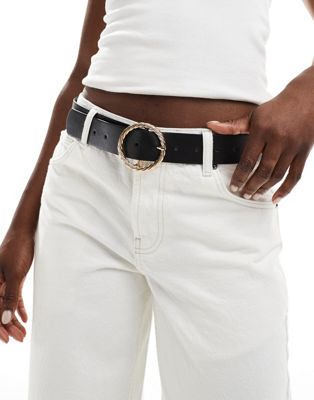 ASOS DESIGN gold twist buckle waist and hip jeans belt - ASOS Price Checker