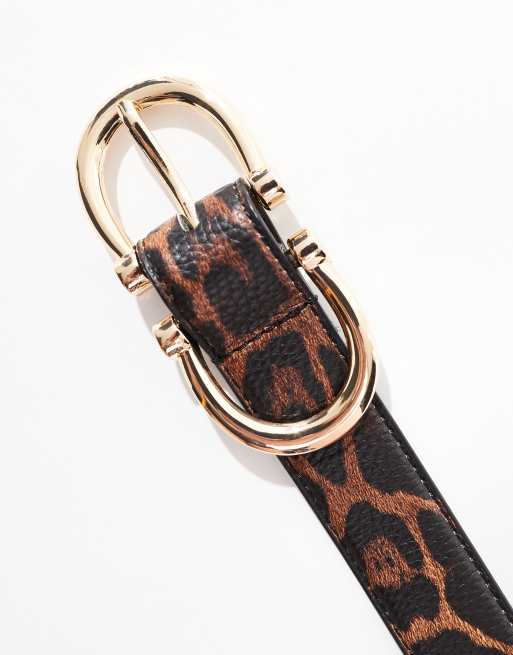 ASOS DESIGN Ceinture taille et hanches pour jean avec deux boucles en demi lune Leopard ASOS