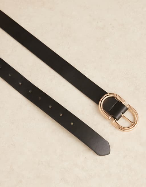 ASOS DESIGN - Ceinture taille et hanches pour jean avec finition dorée - Noir, 2 de 3