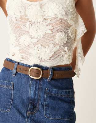 ASOS DESIGN - Ceinture taille et hanches pour jean imitation daim - Chocolat | ASOS