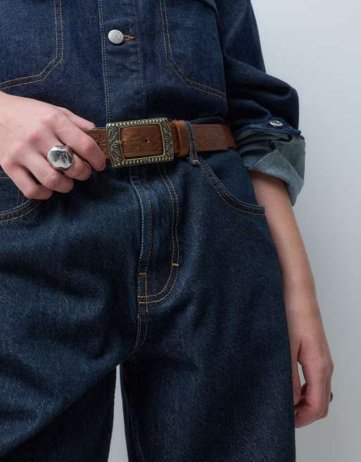 ASOS DESIGN ceinture taille et hanches style western vieilli, camel, 2 de 4