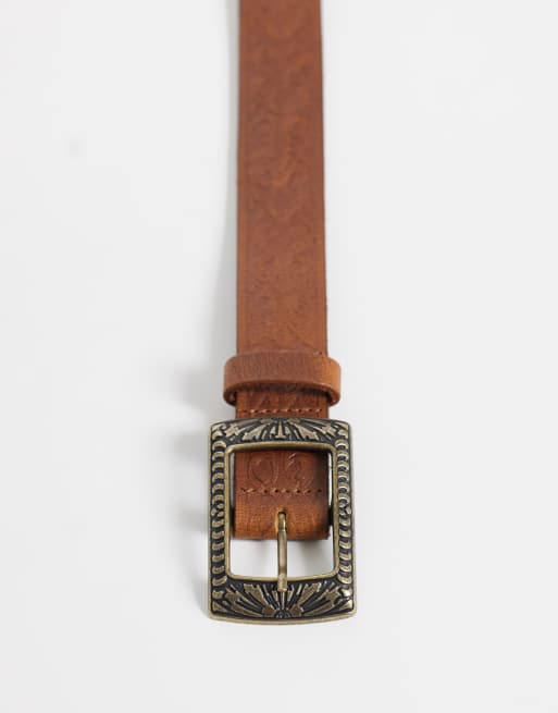 ASOS DESIGN ceinture taille et hanches style western vieilli, camel, 4 de 4