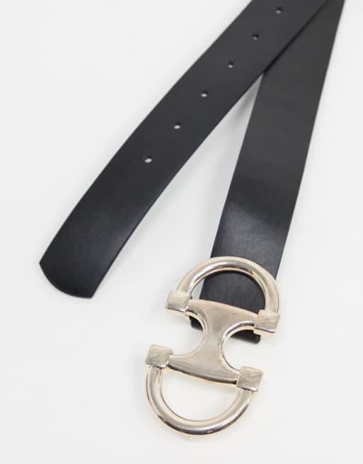 ASOS DESIGN Ceinture taille ou hanche pour jean avec double boucle mors Noir ASOS