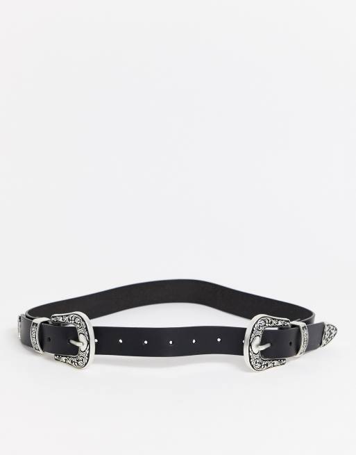 ASOS DESIGN – Ceinture taille ou hanches en cuir à double boucle style western