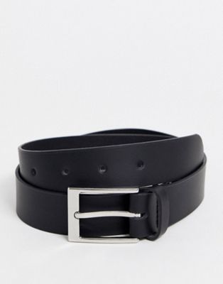 ASOS DESIGN leather silver buckle waist and hip jeans belt in black - ASOS Price Checker