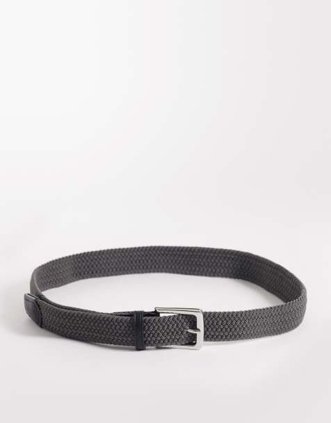 ASOS DESIGN - Ceinture tressée à finitions en similicuir - Gris foncé - view 1