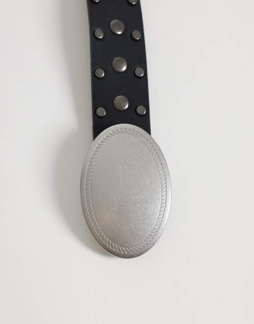 ASOS DESIGN ceinture western à boucle et clous en imitation cuir noire, 3 de 3
