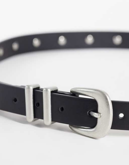 ASOS DESIGN ceinture western en imitation cuir à clous croisés noire, 2 de 3