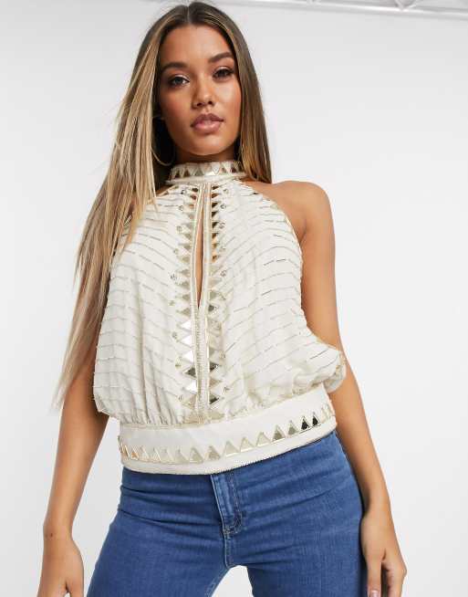 ASOS DESIGN – Cekinowy top z półgolfem, 4 z 4